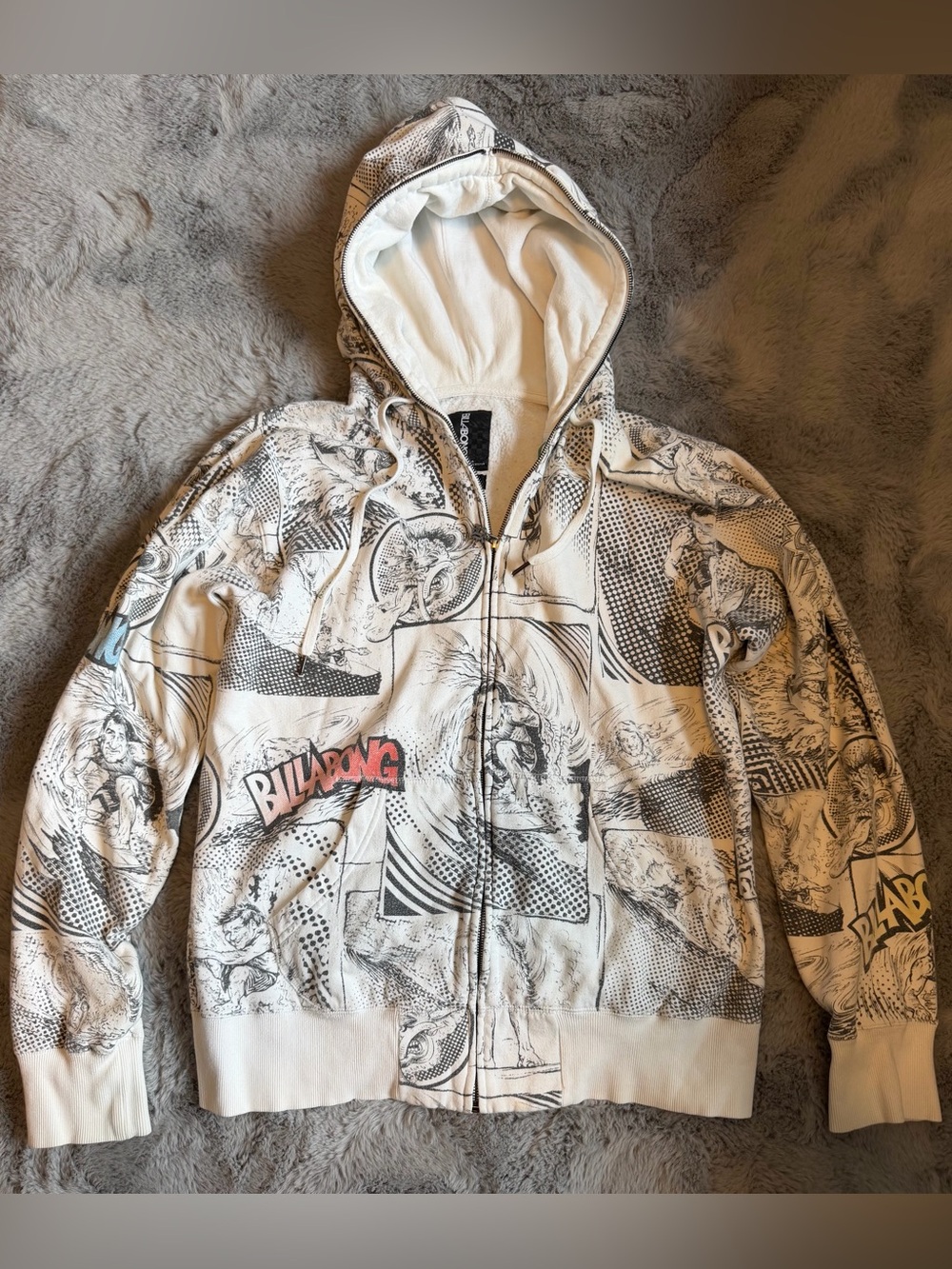 Men’s Billabong White & Black Graphic Zip Hoodie